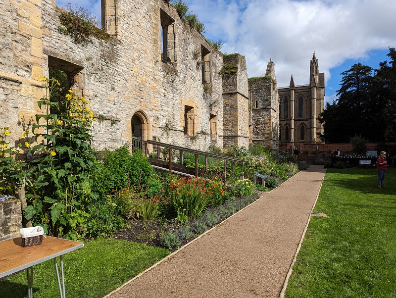ruins of Archbishop's palace at Southwell is the backdrop for the plant fair